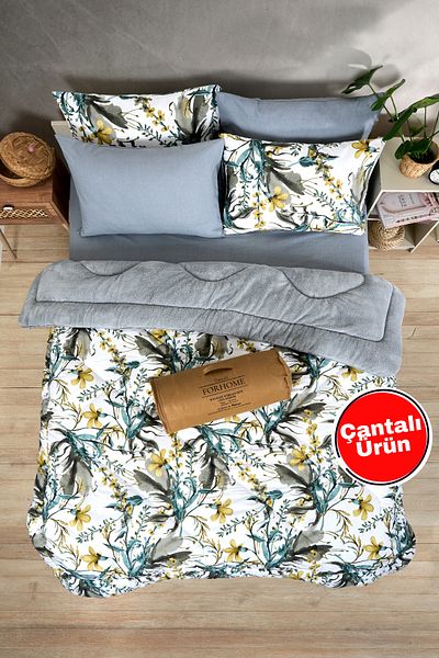 Sudemhome Double Welsoft Sleeping Set Double Sided Wellsoft Fluffy Fleece Quilt and Battal Fitted Sheet