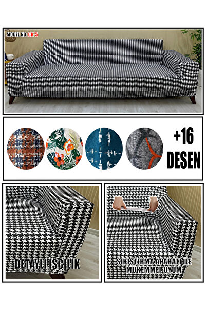 KILIFSAN Desenli̇ Kadi̇fe Kumaş Üçlü & Çekyat Koltuk Kilifi