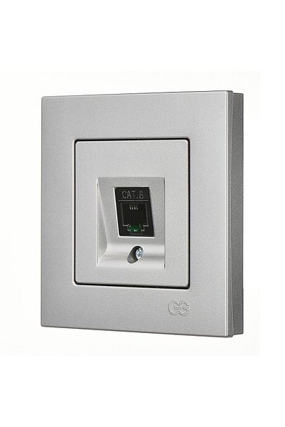 Günsan Elektrik Günsan Eqona Silver Single Data Socket (Rj45 Cat6)