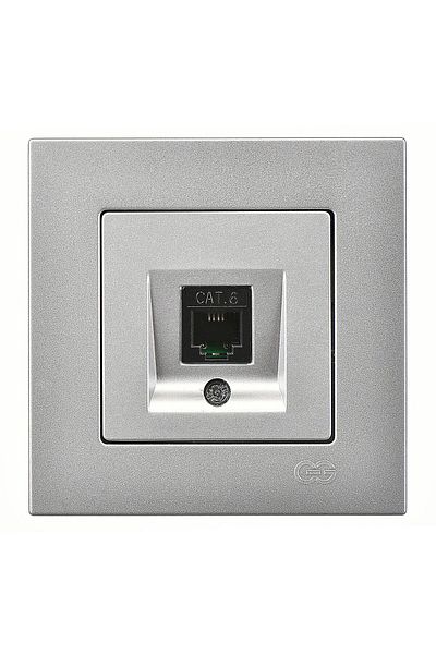 Günsan Elektrik Günsan Eqona Silver Single Data Socket (Rj45 Cat6)