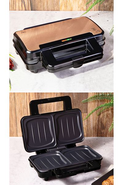 Berlinger Sandwich Maker With Non-stick Coating Electric Grill 900 W Rosegold Metallic Line