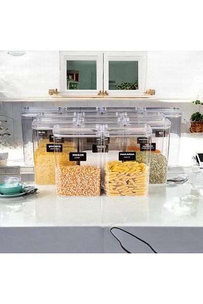 emdeco 12-Piece Vacuum Lid Acrylic Food Storage Jar Container and Box 3 Liter with Label Gift