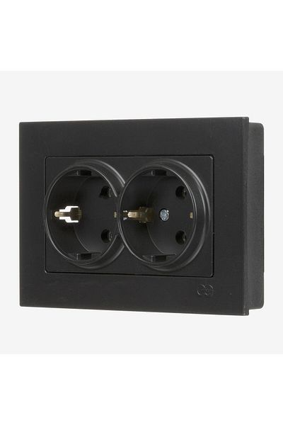 Günsan Elektrik Günsan Eqona Metallic Black Double Grounded Socket