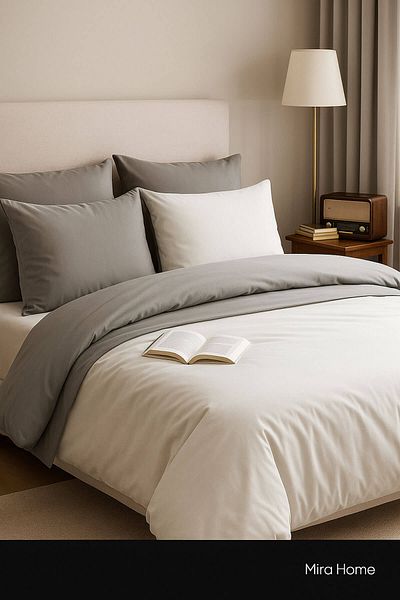Mira Home Σετ Παπλωματοθήκη Διπλό Βαμβακερό Ελαστικό Σεντόνι Διπλής Όψης