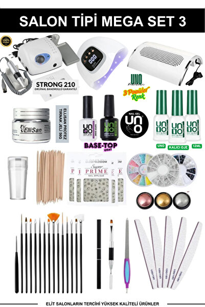 KozMood Kalıcı Oje - Protez Tırnak Seti Salon Mega Set:3 (MAKİNE JEL SÜS FIRÇ...