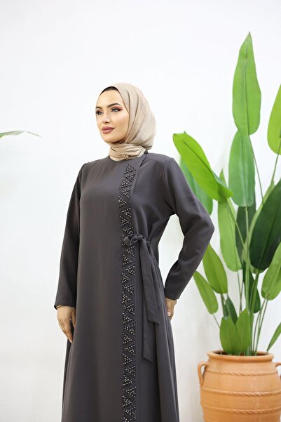 ESLEMNUR Ferace casual cu șireturi laterale din perle - afumat