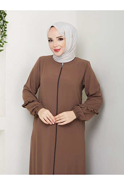 ESLEMNUR KÖŞELİ BÜZGÜ DETAYLI MEDİNE İPEĞİ FERACE