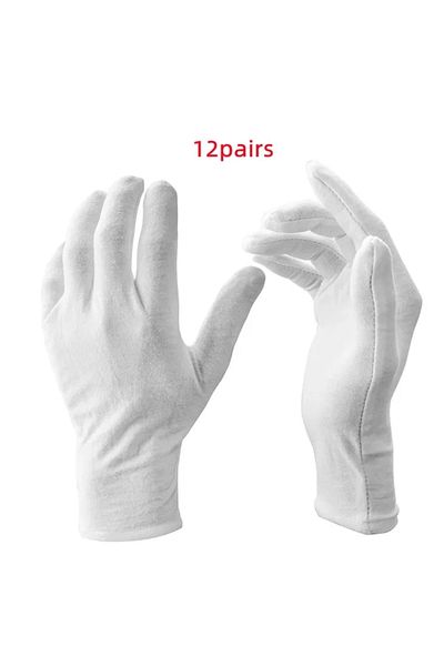 Choice Xl 12 Pairs 12 Pairs/lot White Soft Cotton Ceremonial Gloves Stretchable Lining Glove For Male Femal