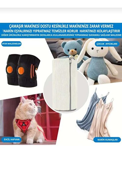 elfnur Ayakkabı Yıkama Çantası Özel Makarna Kumaş Fermuarlı Büyük Boy Mikrofiber Beyaz Renk