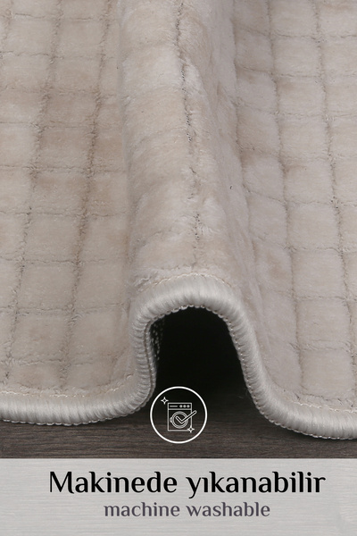 Bestekar Σετ μαλακών πατάκια μπάνιου LuxSquare Cream μεγάλου μεγέθους, αντιολισθητική βάση, που πλένεται και απορροφά τον ιδρώτα