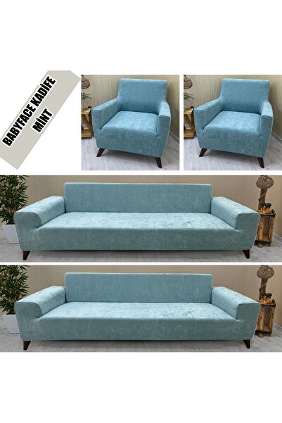 KILIFSAN BABYFACE  KADİFE KUMAŞ 2 ADET ÜÇLÜ & ÇEKYAT- 2 ADET TEKLİ SET KOLTUK...