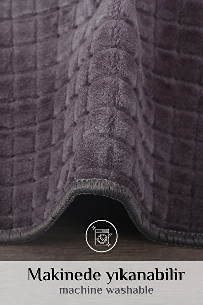 Bestekar Luxsquare Anthracite Large Size Non-Slip Based Washable Absorbent Soft Double Bath Mat Set