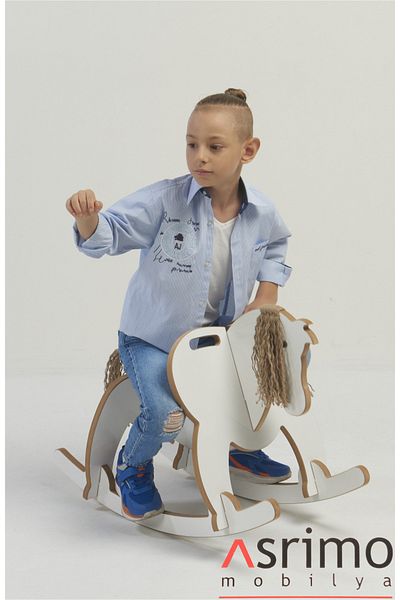 Asrimo mobilya Wooden Rocking Horse - White