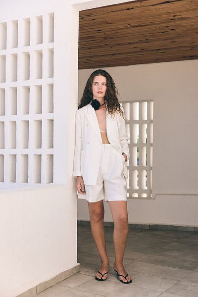 Antioch Ecru Double Breasted Women's Blazer Jacket