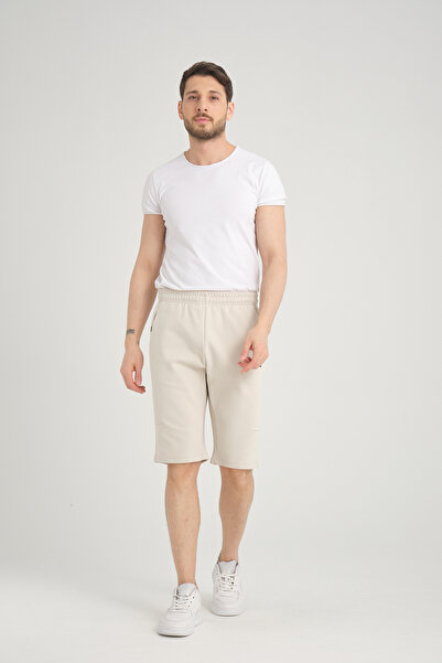 Shooter Sportswear Ανδρικό σορτς μπεζ με λεπτομέρεια με κρυφή τσέπη με φερμουάρ κανονική εφαρμογή