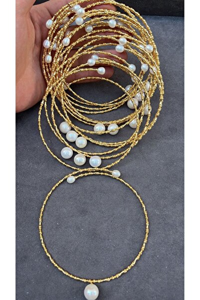 GÜLŞAH SEZER ithal tasarım incili altın kaplama gümüş chocker kolye