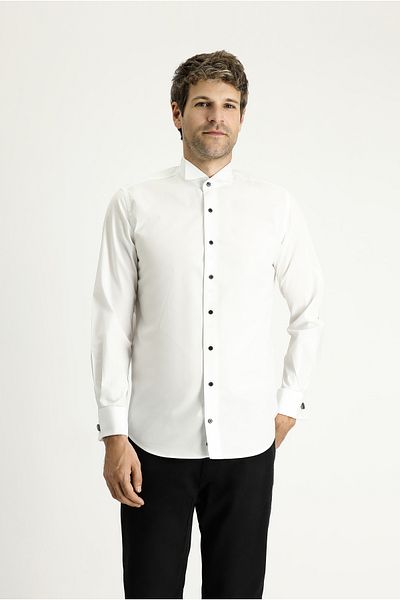 Kiğılı Long Sleeve Slim Fit Plain Cotton Atayaka Classic Shirt