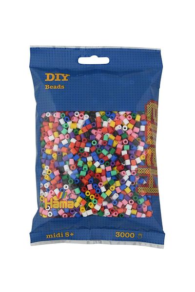 Hama 10 Colors Midi Beads - 3,000 Pieces