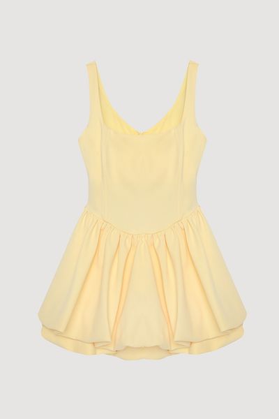Quzu Mini rochie cu volan cu detaliu de sârmă galbenă