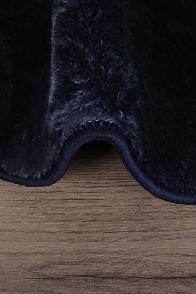 Bestekar Lunasoft Navy Blue Oval Modern Soft Machine Washable Non-Slip Luxury 2-Piece Bathroom Mat Set