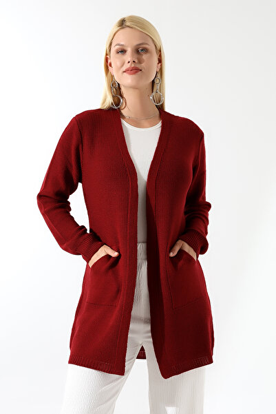 Marvine Cardigan de tricotat cu buzunare confortabile pentru femei, bordeaux