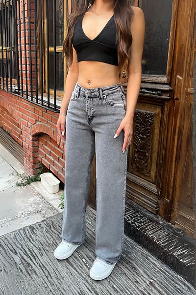 BİKELİFE Women's 90's Stretchy Wide Leg Relaxed Palazzo Jeans