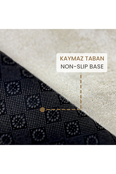 Bestekar LunaSoft Cream Διπλό Φουντωτό Οβάλ Χαλάκι Μπάνιου Αντιολισθητικό Πολυτελές Μαλακό Πλενόμενο Μοντέρνο