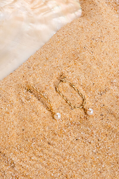 Safir Kuyumculuk İncili Oval Altın Küpe