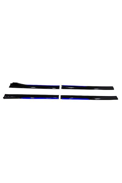 DELUXETUNING Set 2 Prelungiri praguri tuning 210 cm, negru lucios cu buza albastra