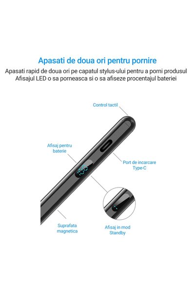 WowStep Stylus iPad Pen, Tablete Apple 2018-2024, 10 Capete, Palm Rejection, Atasare Magnetica