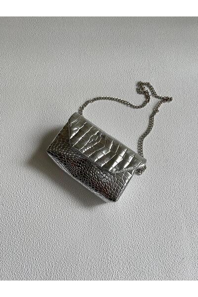 Mia Collection Geantă de umăr Anderson Model pentru femei, argintie