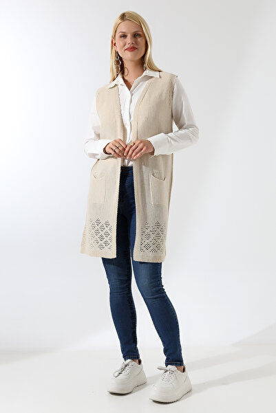 Devinka Kadın Bej Mevsimlik Triko Yelek