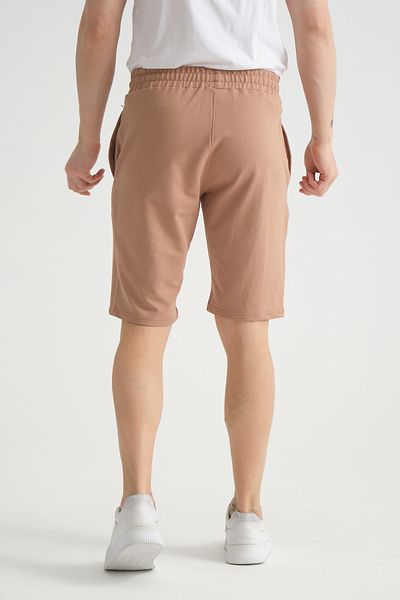 Shooter Sportswear Minimal Logo Cotton Dark Beige Regular Fit Men's Shorts