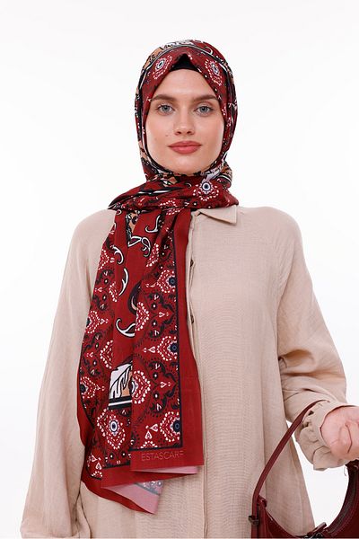 tarzınısec Retro Patterned Women's Shawl Red Estascarf