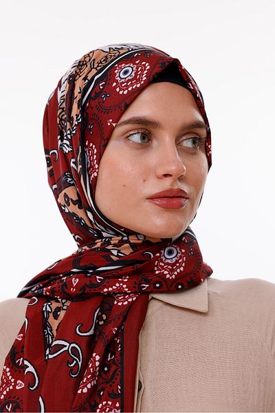 tarzınısec Retro Patterned Women's Shawl Red Estascarf