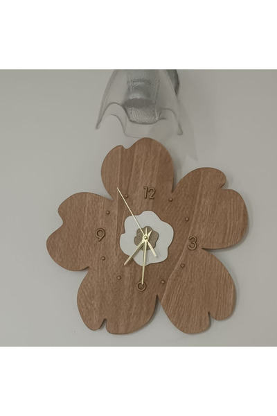 LODOS CNC Çiçek Temalı Ahşap Duvar Saati Dekoratif Duvar Saati