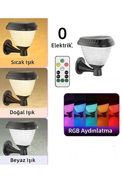 gaman 40W Duvara / Kapı Girişine Takılabilen Çok Renkli Ayarlanabilir Solar G...