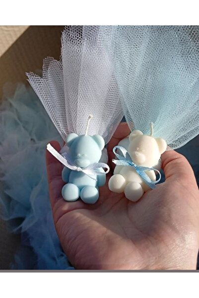 Handmade Babyshower,doğum günü hediyelik küçük ayıcık mum(15 Adet)