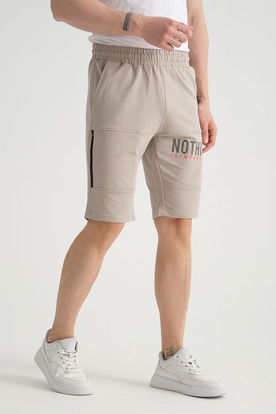 Shooter Sportswear Premium Men's Shorts Gray Print Detailed Zipper Pocket Detailed Regular Fit