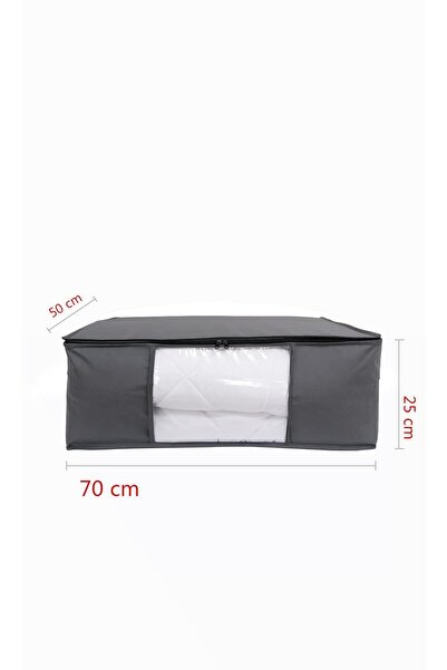 Vedsey Home Organizer 5'li Set Büyük Boy 70x50x25cm Pencereli Çekyat&baza Altı,yorgan&yastık Düzenleyici Hurç Antrasit Gri