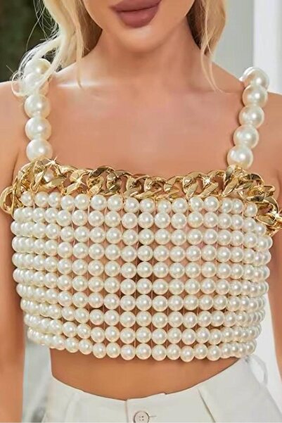 Bikini Mayokini Dünyası Janeen Chain Намисто Crop - Біле