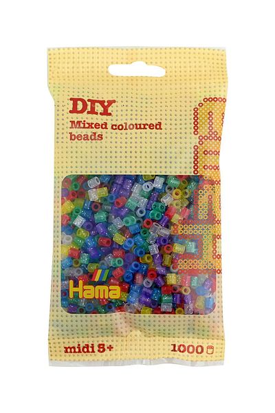 Hama 1,000 Midi Beads - Transparent Glitter Colors