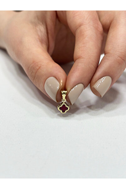 DİAMİNE PIRLANTA 14 Ayar Altın Taşlı Mini Yonca Kolye Ucu