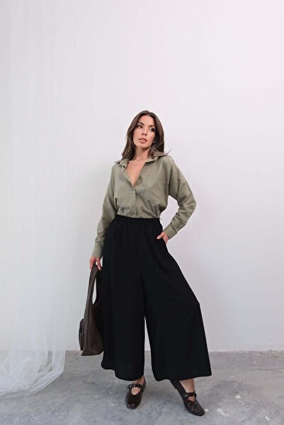 Hatun Atila Široký střih s elastickým pasem, dvojitá krepová kalhotová sukně ...