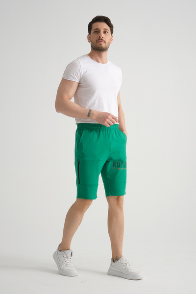 Shooter Sportswear Premium ανδρικό σορτς με πράσινη εκτύπωση Λεπτομερής τσέπη με φερμουάρ Λεπτομερής κανονική εφαρμογή