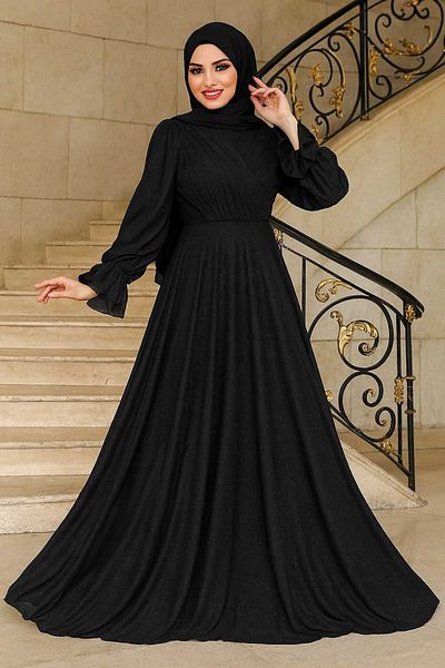 Neva Style Black Hijab Evening Dress 22202S