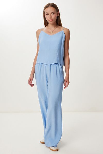 Lovelyİstanbul Modal Blouse Pants Suit with Strap Sky Blue Lrv0108
