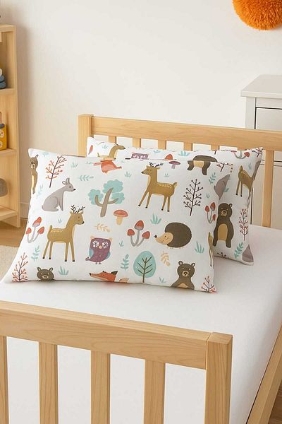 Bebek Özel Children Adult Pillow Case 50X70 cm (2 Pcs) Nature Animals Patterned 100% Cotton
