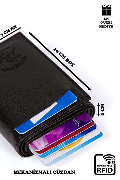 Newish Polo Men's Black Vegan Leather Portfolio Clutch and Wallet Card Holder