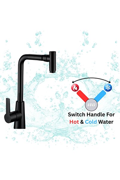 Generic ITG Wall Mounted Stainless Steel Kitchen Faucet – Matte Black, SASO Certified, 5-Year Warranty